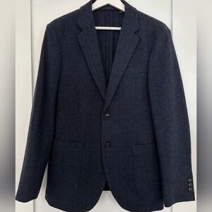 UNIQLO Men's Herringbone Tweed Gray Blue Sport Coat Blazer